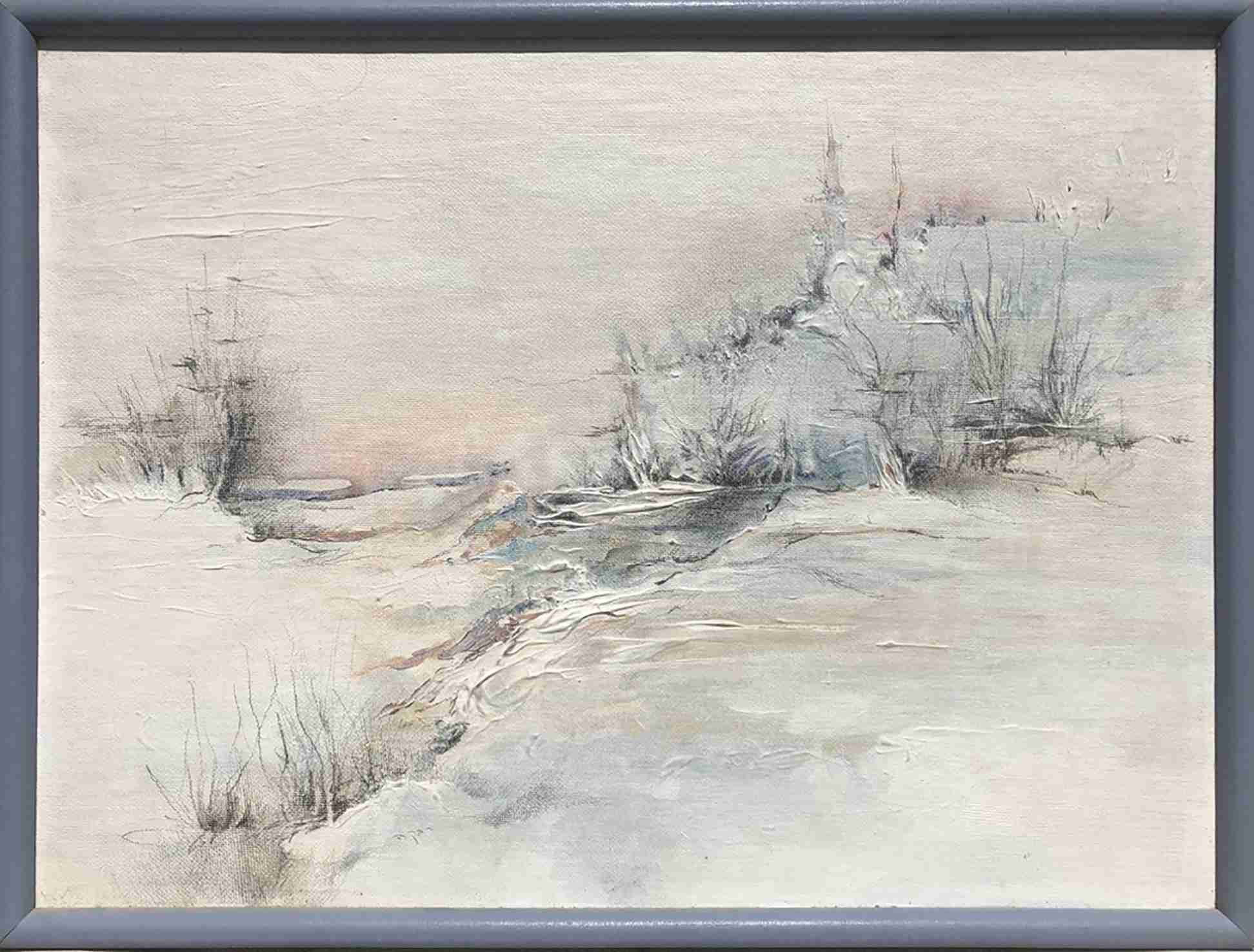 Winter in England 2. Acrylic and Pencil, Rivka Aderet Myers