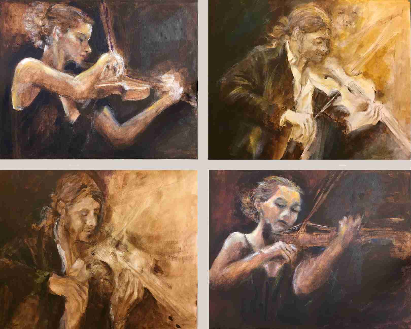 Four Violinists. Oil on canvas, Rivka Aderet Myers