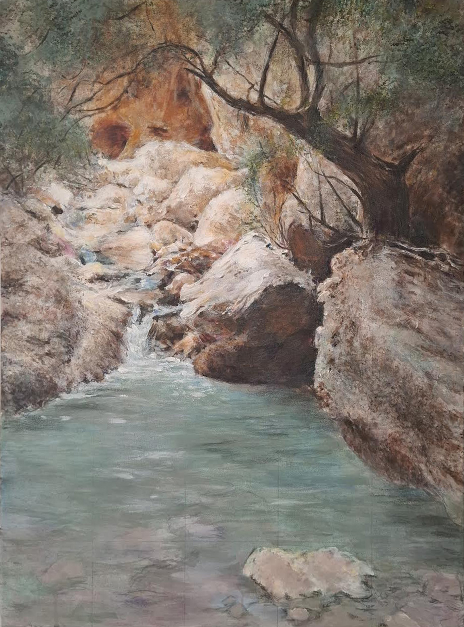 Ein Bokek Israel, pencil acrylic, Rivka Aderet Myers